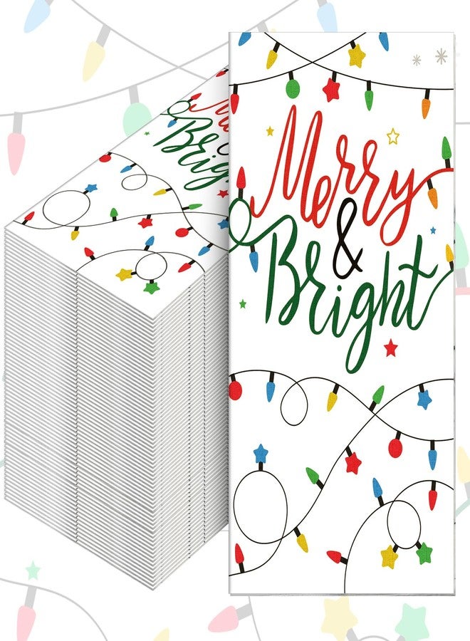 Sherr 200 Packs Christmas Napkins Light Christmas Paper Guest Towels 2 Ply Disposable Bathroom Napkins Decorative Paper Hand Towels for Xmas Winter Holiday Party Supplies (4.3 x 7.9 Inch) - Image 1